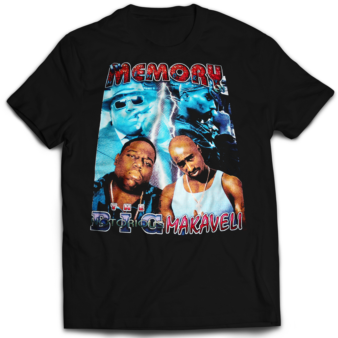 In Memory Pac and Biggie Vintage Mint Black Tee