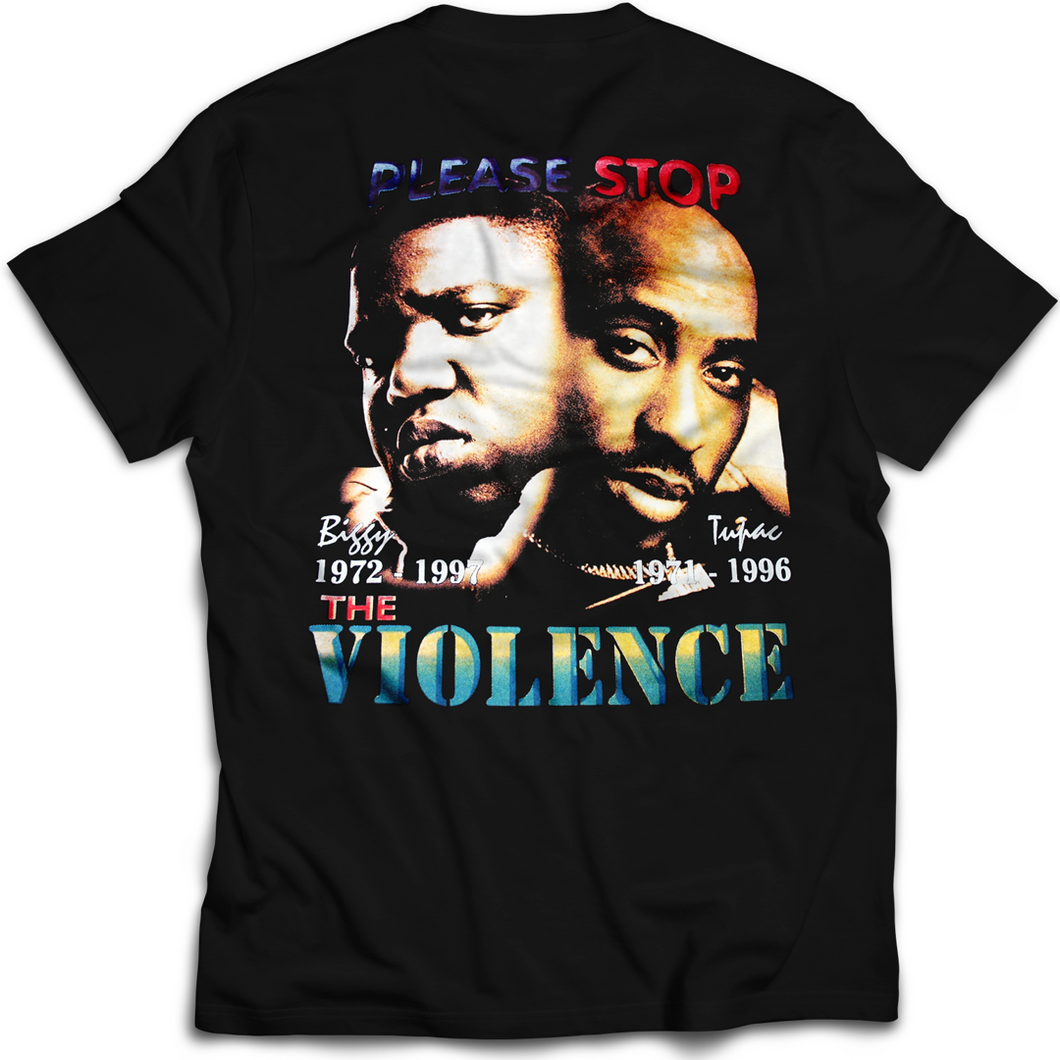 2 Pac and Biggie Stop the Violence Vintage Mint Black Tee