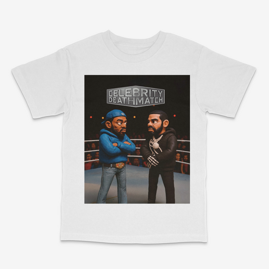 Celebrity Death Match White Tee (Drake and Kendrick)