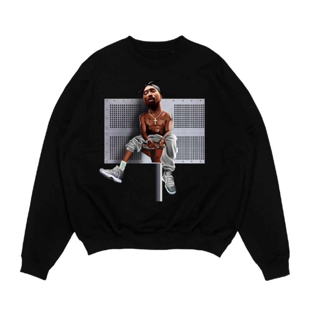 Pac Cool Grey 11's Tee Black Crewneck Sweater