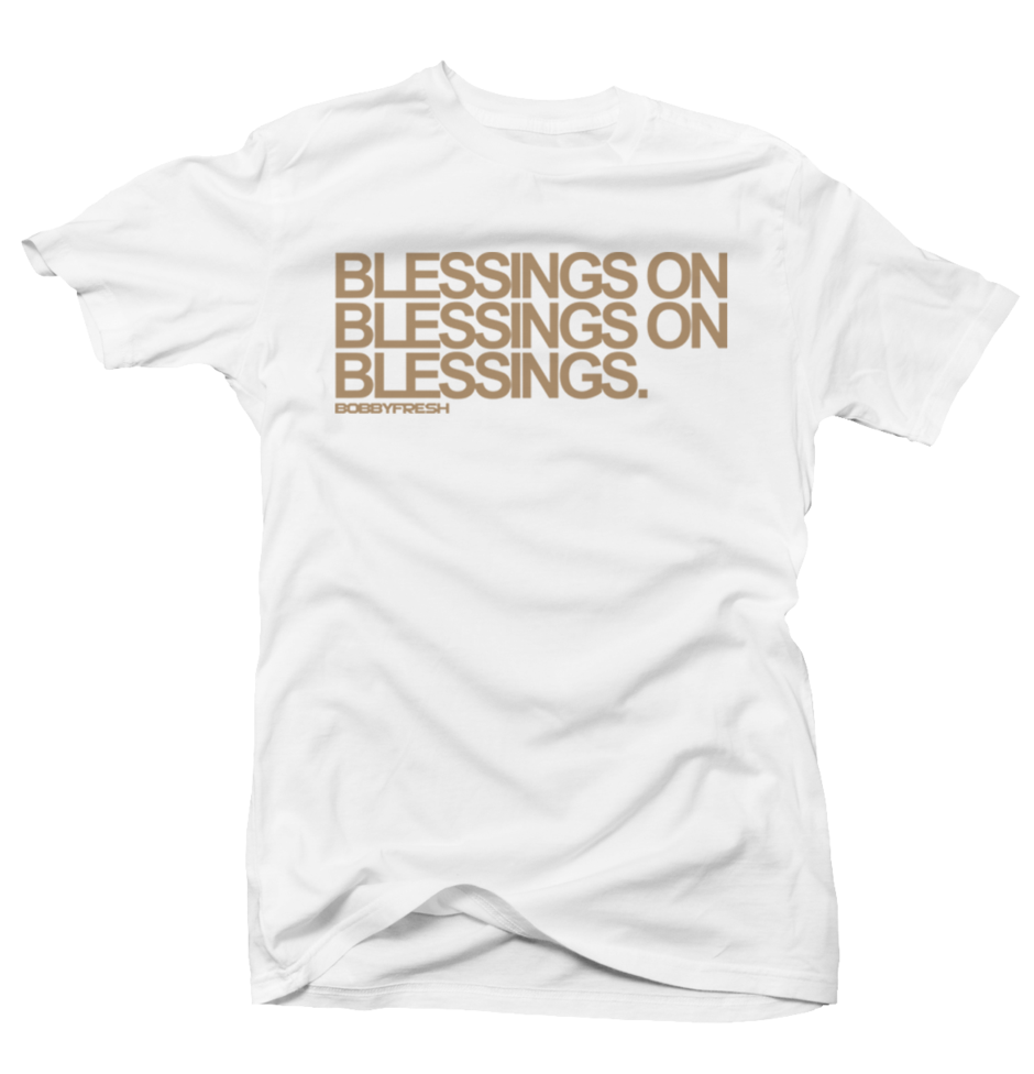 Blessings on Blessings White/Tan Tee