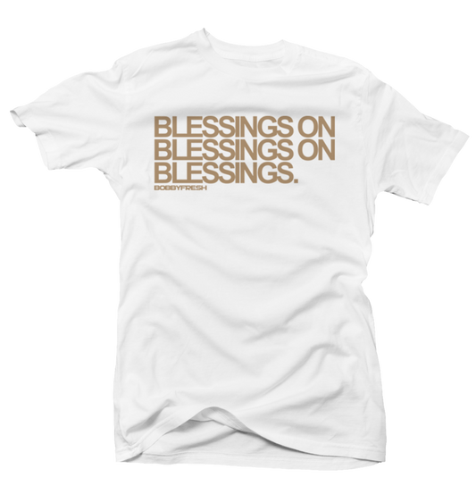 Blessings on Blessings White/Tan Tee