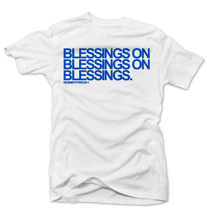 Blessings on Blessings White/Blue Tee