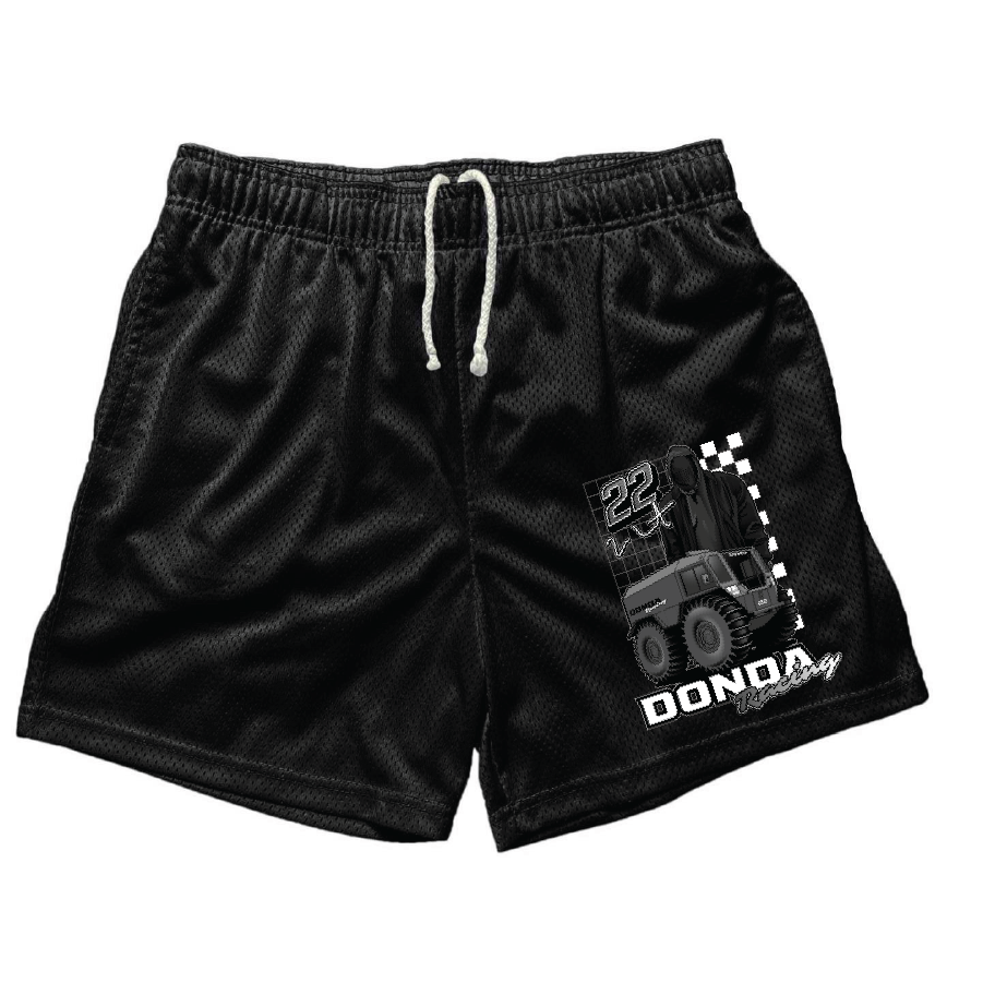 Yeezy Donda Racing Black Mesh Shorts (5 Inch Inseam)
