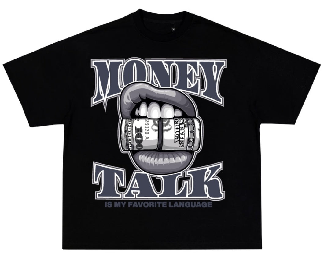 Money Talks Cool Grey 11's Black Tee
