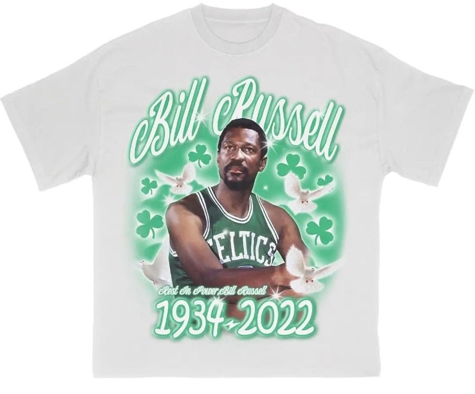 Bill Russell RIP White Tee