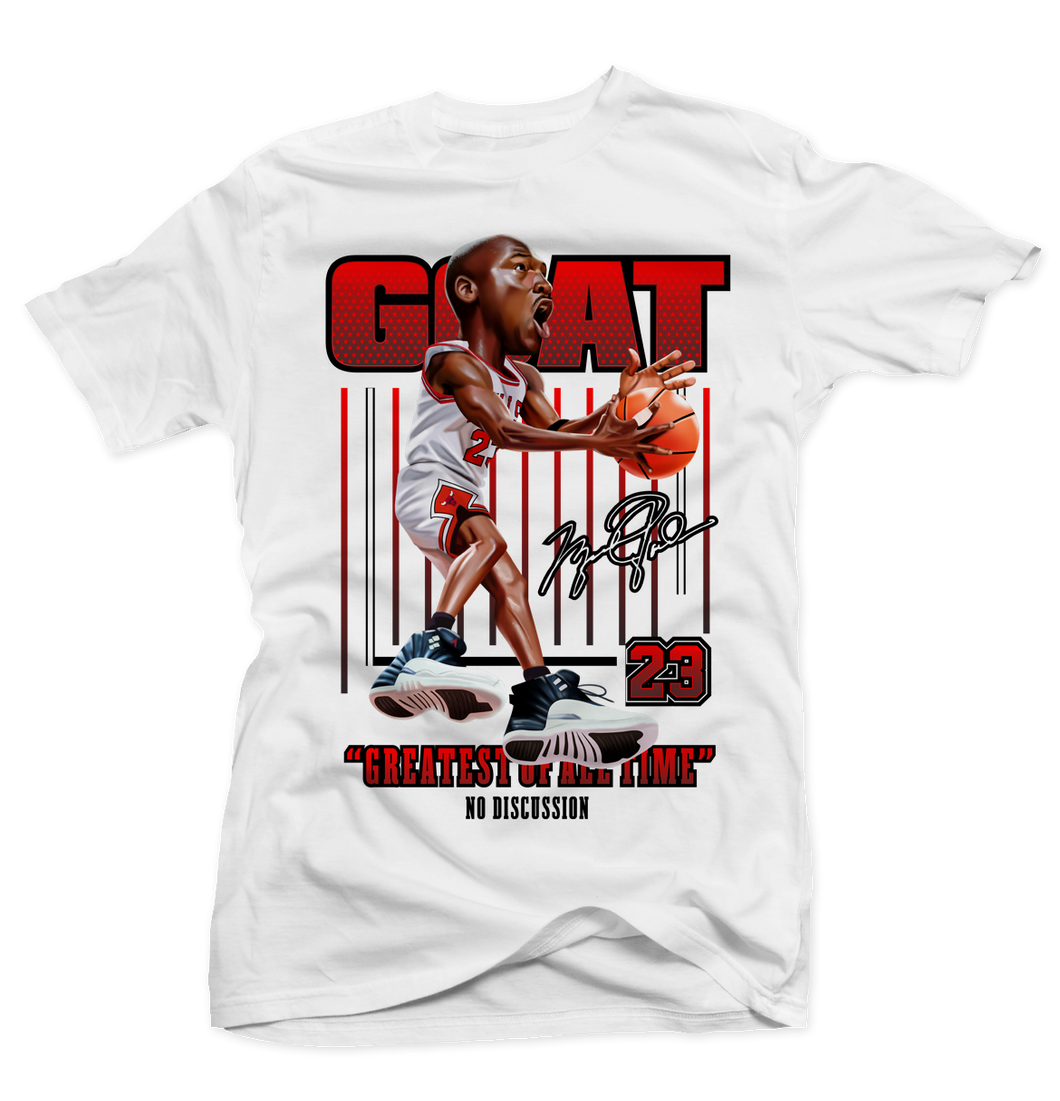 Mj Playoff 12 Goat White Tee